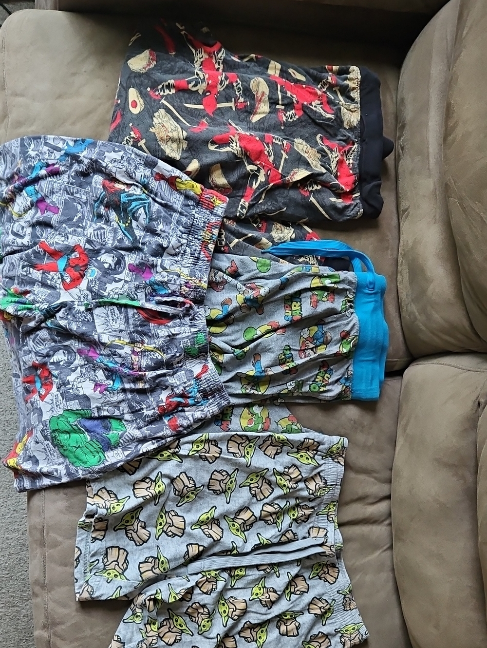Men's Large Pajama Pants/Shorts Lot Of 6 Marvel Star Wars